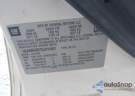 2012 Buick Enclave Leather z USA, uszkodzony, nr VIN 5GAKRCED7CJ316457